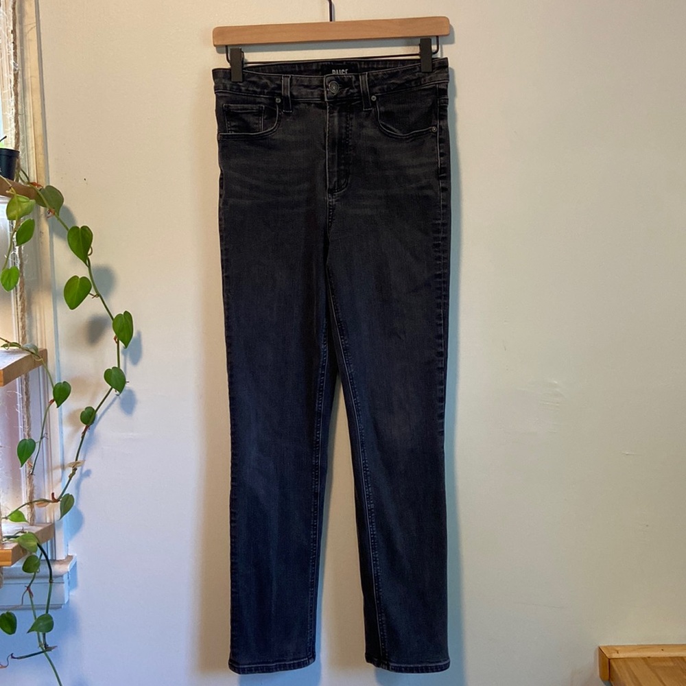 PAIGE Faded Black Grunge Sarah Slim Black Label High Waisted Jeans Size 27